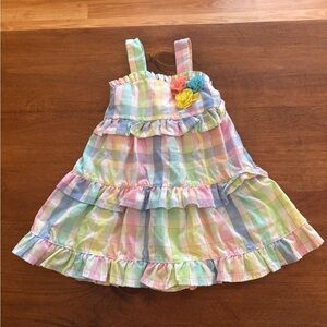 🩷 6 for $20 🩷 Colorful Plaid Kids Dress with Floral Accents